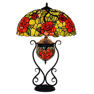 Xihe Tiffany Antique Table Lamp 18" Retro Color Glass Bedroom Living Room Lamp