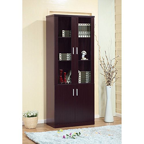 Benzara BM148727 Capacious Bookcase with 2 Adjustable Shelves, Brown