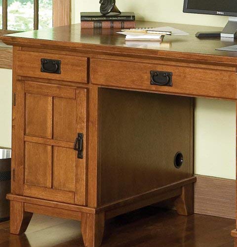 Arts and Crafts Cottage Oak Double Pedestal Desk and Hutch by Home Styles