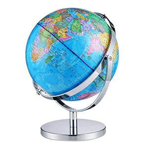 LYUN World Globe 720°Full Rotation World Globe with Stand Desktop World Globe Geographic Adult Discovery World Learning Globe for Kids (12.5in) Globe Decor (Color : 32cm Light Blue with Light)