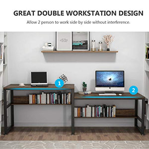 Tribesigns 94.48 Inches Two Person Desk, Double Computer Desk Sit and Standing Desk for Two Person, Simple Writing Office Desk in Rustic Finish for Home Office (Rustic)