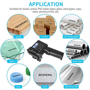 BESHENG Handheld Printer PT2000SE, Portable Handheld Inkjet Printer with Quick-Drying Ink Cartridge, Handheld Mobile Inkjet Code Printer for Label/Production Date/Time/Barcode/QR Code/Logo etc