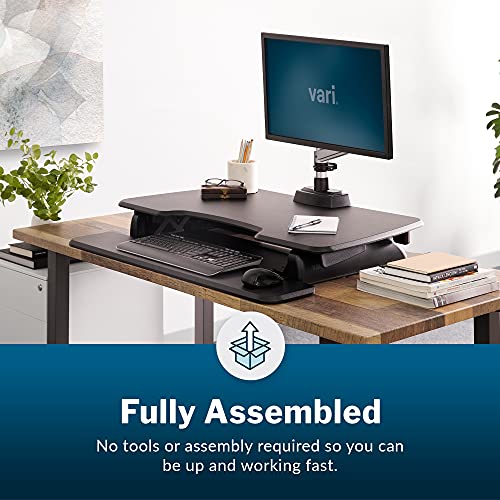VariDesk Essential 36 - Two-Tier Standing Desk Converter - Home Office Sit to Stand Desk Riser - Height Adjustable with Spring Loaded Lift - No Assembly Required