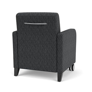 Lesro Siena Fabric Lounge Reception Guest Chair w/Caster in Black