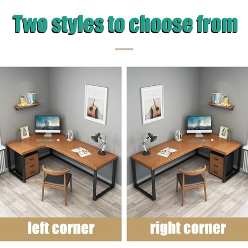 None L-Shaped Computer Desk with Office Chair, Pine Wood Table Board (Right, 140x120x75cm)