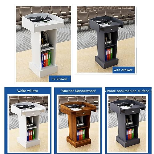 YUZES Wooden Lectern Podium Stand - Gray, Floor Standing for Classroom Churches Auditorium
