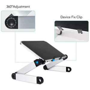 QWZYP Folding Laptop Desk Lengthen Adjustable Aluminum Alloy PC Table Stand with Mouse Board (Color : A)