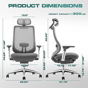 COLAMY Ergonomic Mesh Office Chair with Adjustable Headrest and 4D Arms, Slide Seat, Tilt Lock - Dark Grey