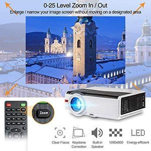 HD Projector 4200 Luminous Efficiency with 200" Max Display 50,000-Hours Led Lamp Life, Mobile Portable Home Theater Projector Support 1080p HDMI, Movie Gaming TV Projector for Phone DVD Player USB