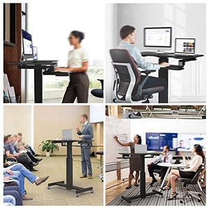 TOEWOE Mobile Standing Desk with Wheels, Height Adjustable Computer Workstation Table