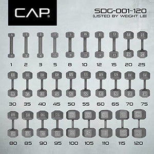 CAP Barbell Cast Iron Solid Hexagon Gray Dumbbells, Strength Training Free Weights Set of 2 for Women and Men, Hand Weights Sold by Pairs, from 1 to 120 LBS, Multi-Select Weight Size Options Available