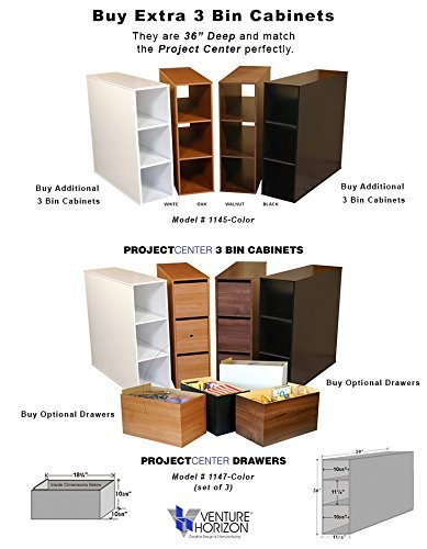 Venture Horizon Project Center Desk with 2-3 Bin Cabinets-Walnut