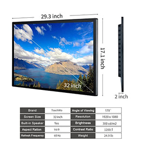 TouchWo 32 inch Interactive Touchscreen Monitor with Smart Board - 1080P Display, Win-10, Core i5, 4GB RAM, 128GB ROM