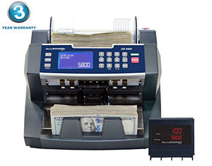 AccuBANKER Bank Grade Batch Value Bill Counter AB5800 Money Counter Machine with Total Value Per Denomination Hopper Capacity 300 Bills & Counterfeit Detector MG + UV (AB5800)