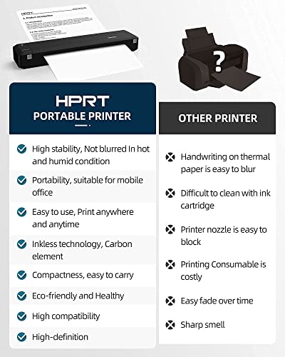 HPRT MT800 Portable Thermal Transfer Printer for Travel,300dpi High Resolution,Wireless Printer for Android and iOS Phone, Compatible with Windows,Linux and MAC, Suitable for Mobile Office.