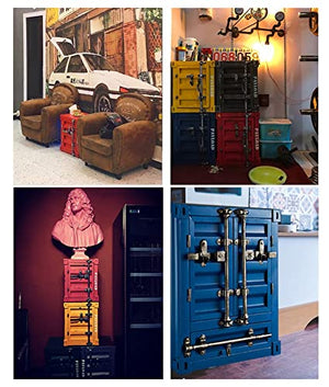 None Industrial Retro Metal Storage Cabinet, Double Door Lockers, Blue/Green, 50x38x60cm