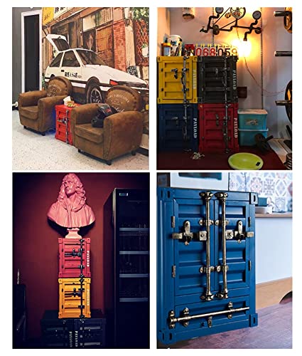 Industrial Retro Metal Storage Cabinet, Double Door Lockers, Blue/Green, 50x38x60cm