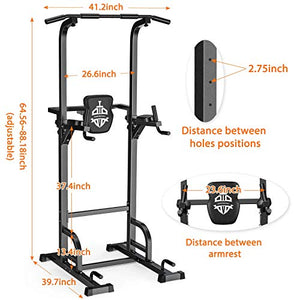 Sportsroyals Power Tower Dip Station Pull Up Bar for Home Gym Strength Training Workout Equipment, 400LBS.