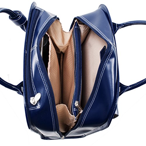 McKlein, L Series, Uptown, Top Grain Cowhide Leather, 15" Leather Vertical Wheeled Ladies' Laptop Briefcase, Navy (97697)