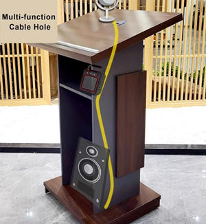 EESHHA Mobile Teachers Podium with Wheels, Wooden Floor Lectern for Auditorium Conference