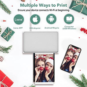 Liene 4x6'' Photo Printer Bundle (100 pcs +3 Ink Cartridges), Wi-Fi Picture Printer, Photo Printer for iPhone, Android, Smartphone, Computer, Dye-Sublimation, Portable Photo Printer for Home Use