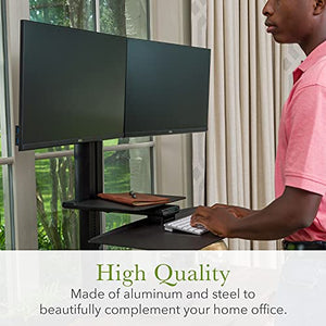 Uprite Ergo Sit2Stand Standing Desk Converter – Dual Monitor Mount - Black/Black