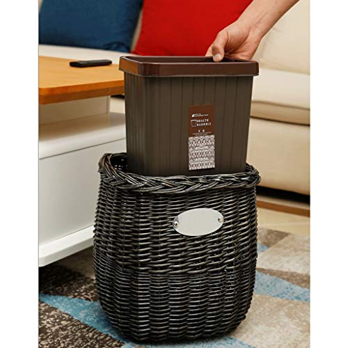 Indoor Trash Cans Square/Oval Garbage Container Bin，Small Woven Basket Trash Can Wastebasket，for Bathrooms/Kitchens/Home Offices/Craft/Laundry Garbage Cans for Kitchen Office Outdoor