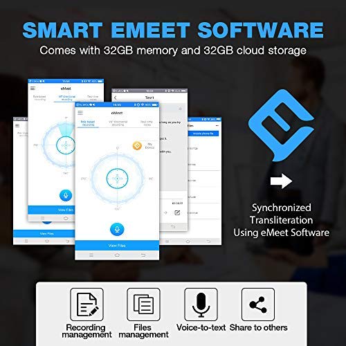 AI Voice-to-Text Speakerphone- eMeet Note N1 Smart WiFi/Bluetooth Speakerphone Conference Speaker Role-Based & Directional Recording 4 omnidirectional Microphones 360° Voice Pickup, skype Speakerphone