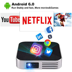 Projector Portable DLP Support 1080P Mini Projectors 2500 Lumens Video Pocket Projector Bluetooth WiFi HDMI USB SD AirPlay Built-in Stereo Speakers 200" Outdoors Movie Gaming Home Screen Share