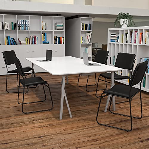 Flash Furniture HERCULES Series 5 Pack Black Vinyl Stacking Chair - 500 lb. Capacity