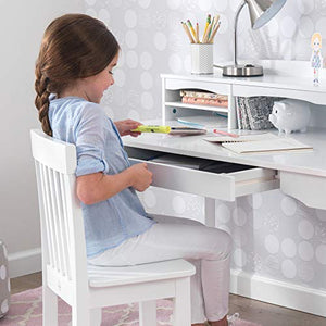 KidKraft Avalon Wooden Children's Desk with Hutch, Chair and Storage, White ,Gift for Ages 5-10