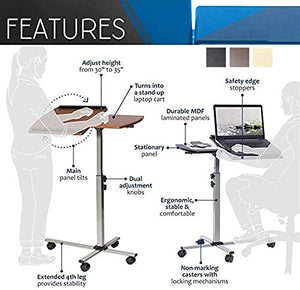 CAMBOS Lectern Podium Stand with Laptop Desk Cart - Height Adjustable Rolling Medical Table