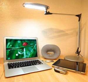 Lightpilot S650 by Lumiy - Ultra Bright LED Light Panel Desk Lamp (Titanium Silver with Base)