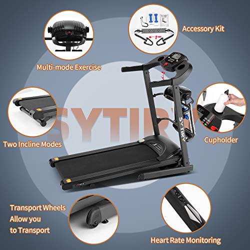 SYTIRY Multifunctional Treadmill, 3.25 Hp Foldable Treadmill, Indoor Treadmill with Leg and Waist Training, Aerobic Fitness Trainer for Running, Walking and Jogging, Suitable for Home/Office/Gym