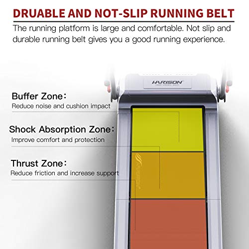HARISON Folding Treadmill Portable Electric Running Machine 300 LBS Capacity with LCD Display, Device Holder and Adjustable Height for Home Cardio Workout (Installation Free)