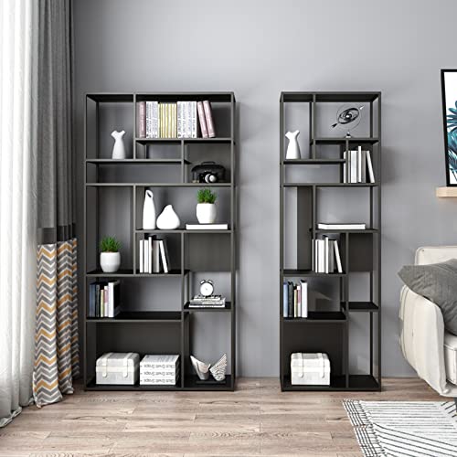 RASHIV Floor-to-Ceiling Wrought Iron Bookshelf (Black 120 * 30 * 180cm)