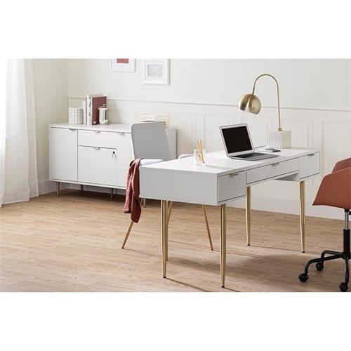 South Shore Koryn 2-Drawer Credenza with Doors, Pure White