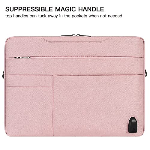 SSMDYLYM Waterproof Laptop Bag Carrying Bag Shoulder Bag Briefcase with USB Charging Port Notebook (Color : Pink, Size : 17-inch)