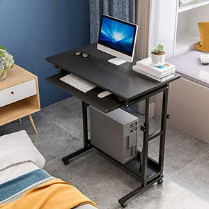 XUERUIGANG Mobile Stand Up Desk, Adjustable Laptop Desk with Wheels Storage Desk Home Office Workstation, Rolling Table Laptop Cart （Black）