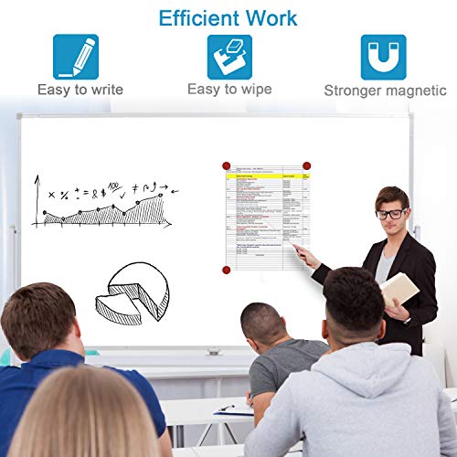 Mobile Whiteboard with Stand - 72x40 Double Sided Dry Erase Board with Stand, Large White Board on Wheels for Office, Rolling Magnetic Whiteboard with Pen Tray for Meeting, Training by CALENBO