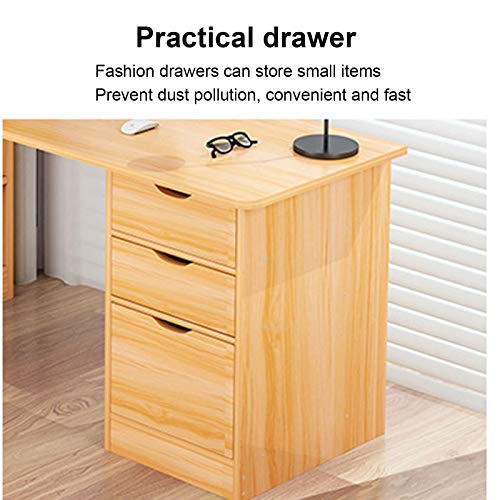 Desk Wooden L Shaped Computer Corner Table with Drawers and Storage Bookshelf, 47" Study Writing Table Workstation for Home Office