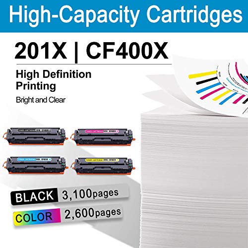 201X | CF400X CF401X CF403X CF402X 6 Pack (3BK + 1C + 1M + 1Y) Compatible Toner Cartridge Replacement for HP Color Pro M252dw M252n MFP M277n M277dw M274n Printer Ink Cartridge (High Yield)