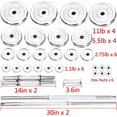 HADST 2021 New 110LBs Adjustable Dumbbells Barbell Gym Weights Set,Iron Steel Electroplating Barbell Plates, Home Gym Weightlifting Strength Training Equipment, for Workout Fitness