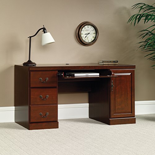 Sauder Heritage Hill Computer Credenza, Classic Cherry finish, L: 59.13" x W: 20.47" x H: 30.16"