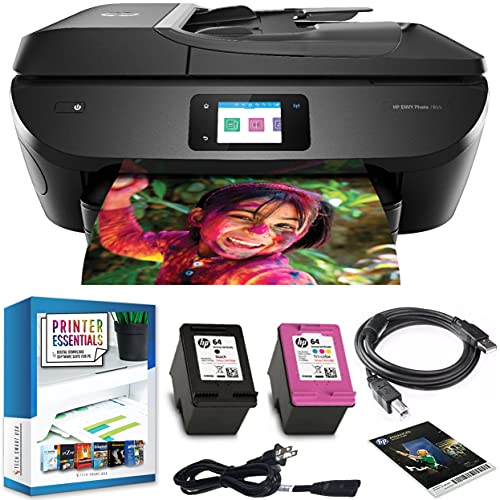 HP Envy Photo 7855 All in One Photo Printer with Wireless Printing, Scan, Copy, Fax, HP Instant Ink Ready, K7R96A (Renewed) Bundle with DGE USB Cable + Small Business Productivity Software