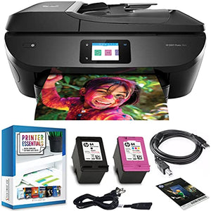 HP Envy Photo 7855 All in One Photo Printer with Wireless Printing, Scan, Copy, Fax, HP Instant Ink Ready, Compatible with Alexa (K7R96A) Bundle w/DGE USB Cable + Small Business Productivity Software