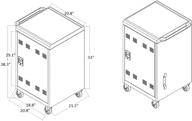 HONOOR 30-Device Mobile Charging Cart and Cabinet, Charging Cart for iPads, Chromebooks, Tablets, Laptops - Front & Back Access Locking Cabinet