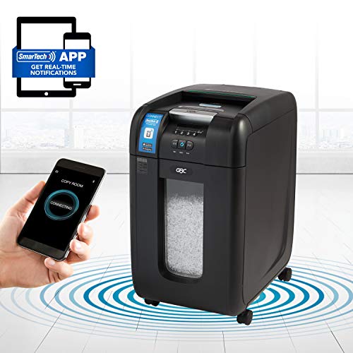 GBC Paper Shredder, SmarTech Enabled, Auto Feed, 300 Sheet Capacity, Super Cross-Cut, 5-10 Users, Stack-and-Shred 300X (1757576S)