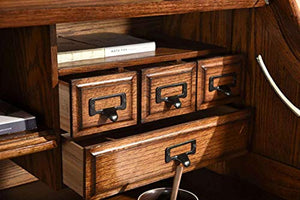 Country Marketplace Solid Oak Roll Top Desk - Executive Home Office Secretary Organizer 54"x24"x45" - Locking File Drawers - Quality Crafted Construction