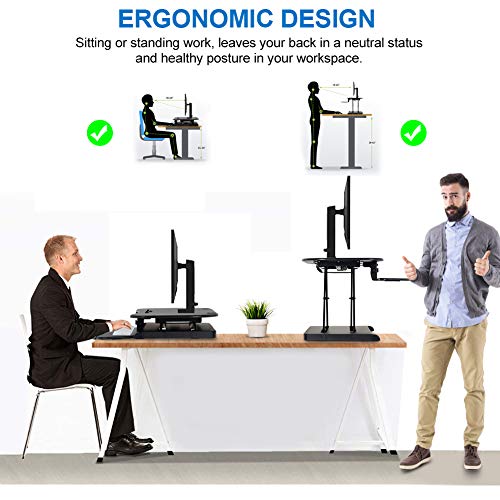 Height Adjustable Standing Desk Converter, 43" Electric Stand Up Desk Riser Sit Stand Desk Workstation fits Dual Monitors for Home Office,Black
